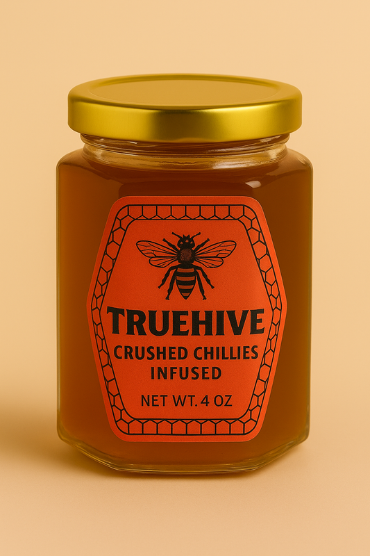 TrueHive Crushed Chilies Infused Honey (4 oz) PRE-ORDER PRODUCT WILL START TO SHIP 11/5/2025